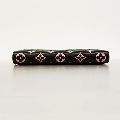 Louis Vuitton Monogram Embossed Zippy Wallet M12152 Black/Pink