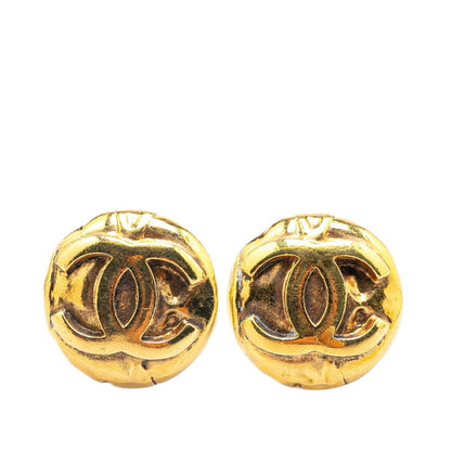 Chanel Coco Mark Round Earrings Gold Plated