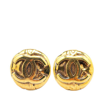 Chanel Coco Mark Round Earrings Gold Plated