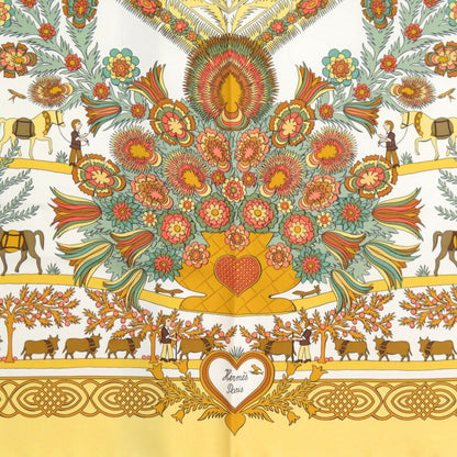 Herms Carr 90 Decoupages Paper-Cut Silk Multicolor Scarf Muffler 0750Hermes