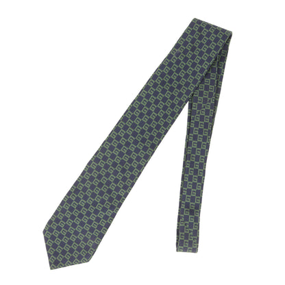 Gucci G Checkered Silk Tie In Navy Blue For Men