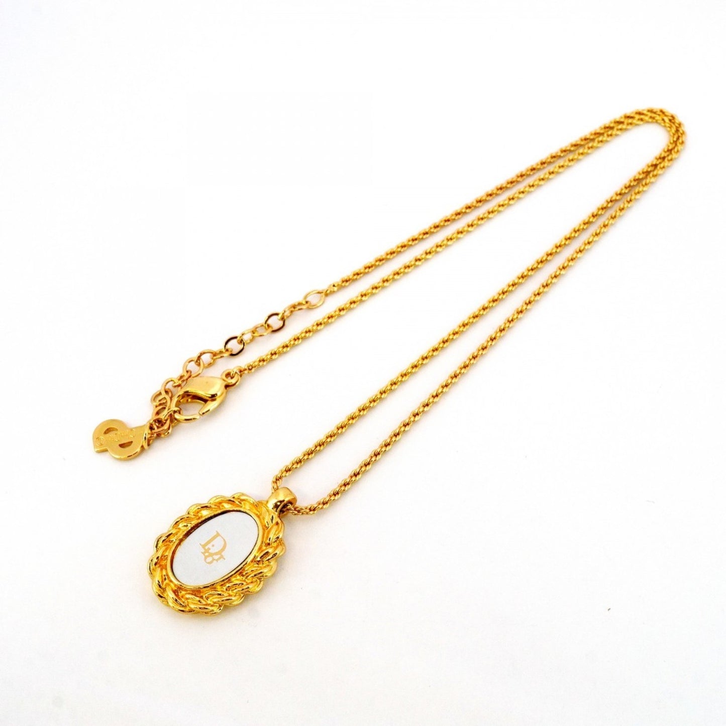 Christian Dior Necklace Gp Plated Gold White