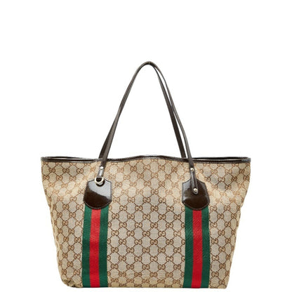 Gucci Gg Canvas Sherry Line Jolie Tote Bag Shoulder 211970 Beige Brown Enamel