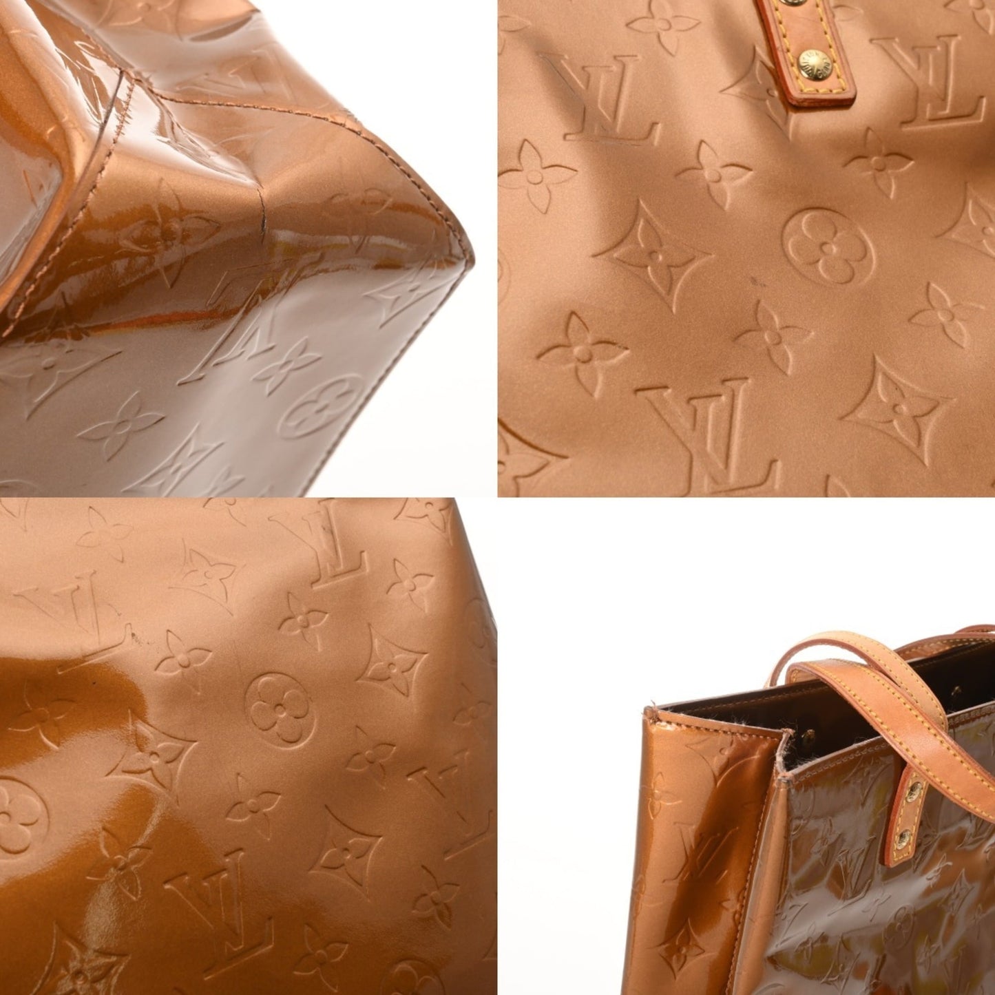 Louis Vuitton Monogram Vernis Reed Mm Bronze M91143 Women'S Handbag