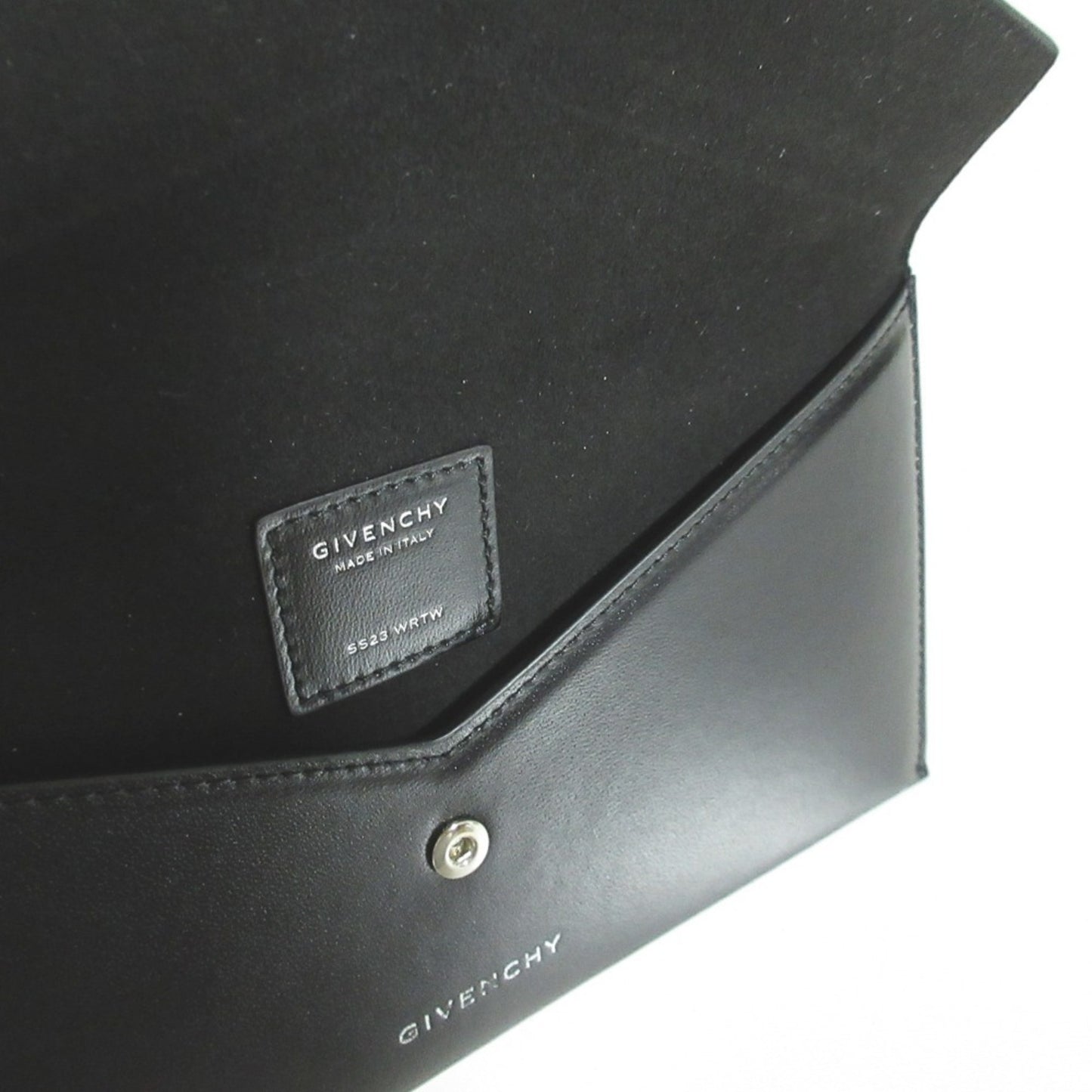 Givenchy Calf Leather 4G Logo Flap Flat Pouch Small Item Clutch Bag Ss23 Wrtw Black
