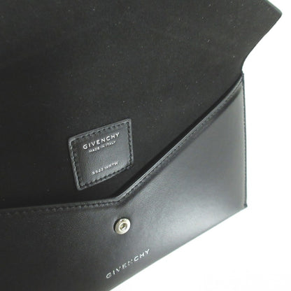 Givenchy Calf Leather 4G Logo Flap Flat Pouch Small Item Clutch Bag Ss23 Wrtw Black