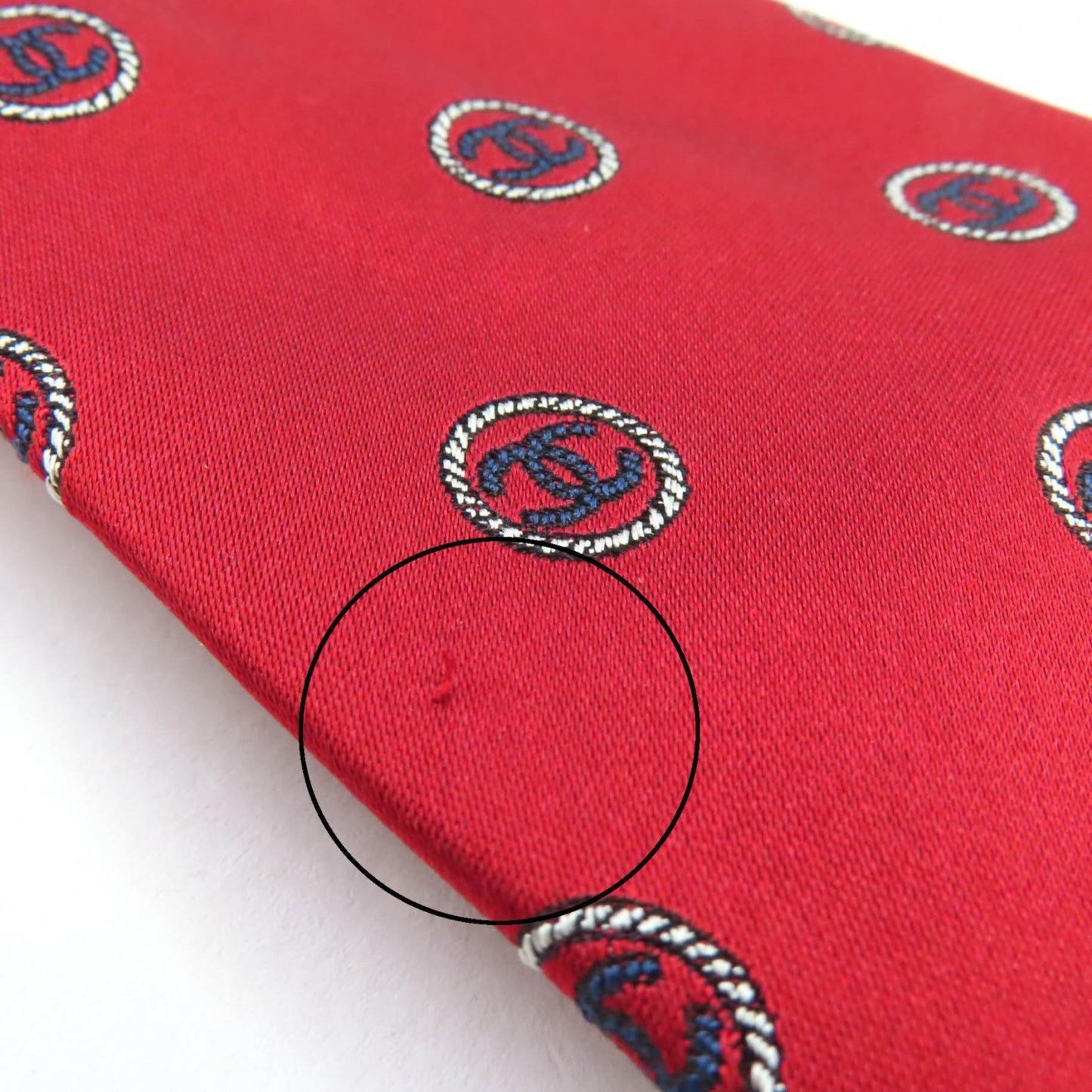 Chanel 100% Silk Coco Mark Logo Design All-Over Print Tie