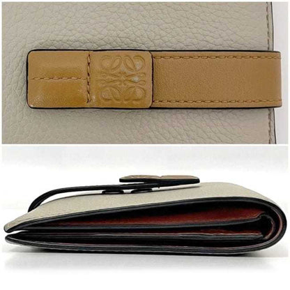 Loewe Bi-Fold Wallet Vertical Small Ec-23121 Beige Camel Brown Salmon Pink Anagram C660S87X01