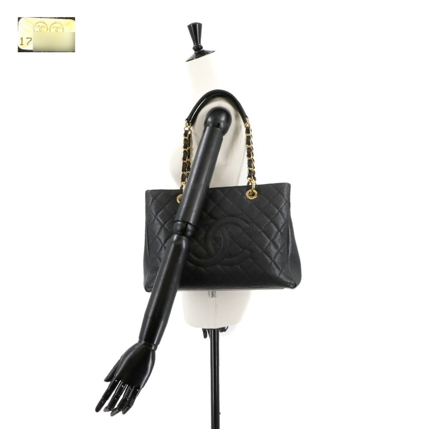 Chanel Matelasse Grand Chain Tote Bag Gst Caviar Leather Black A50995