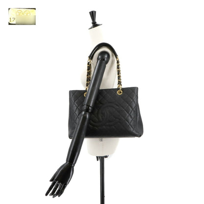 Chanel Matelasse Grand Chain Tote Bag Gst Caviar Leather Black A50995