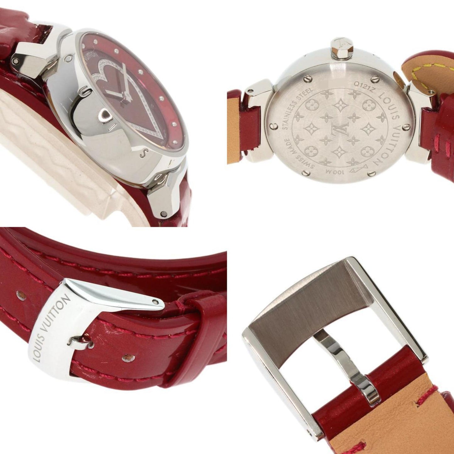 Louis Vuitton Q121Z Tambour Heart Watch Stainless Steel Leather