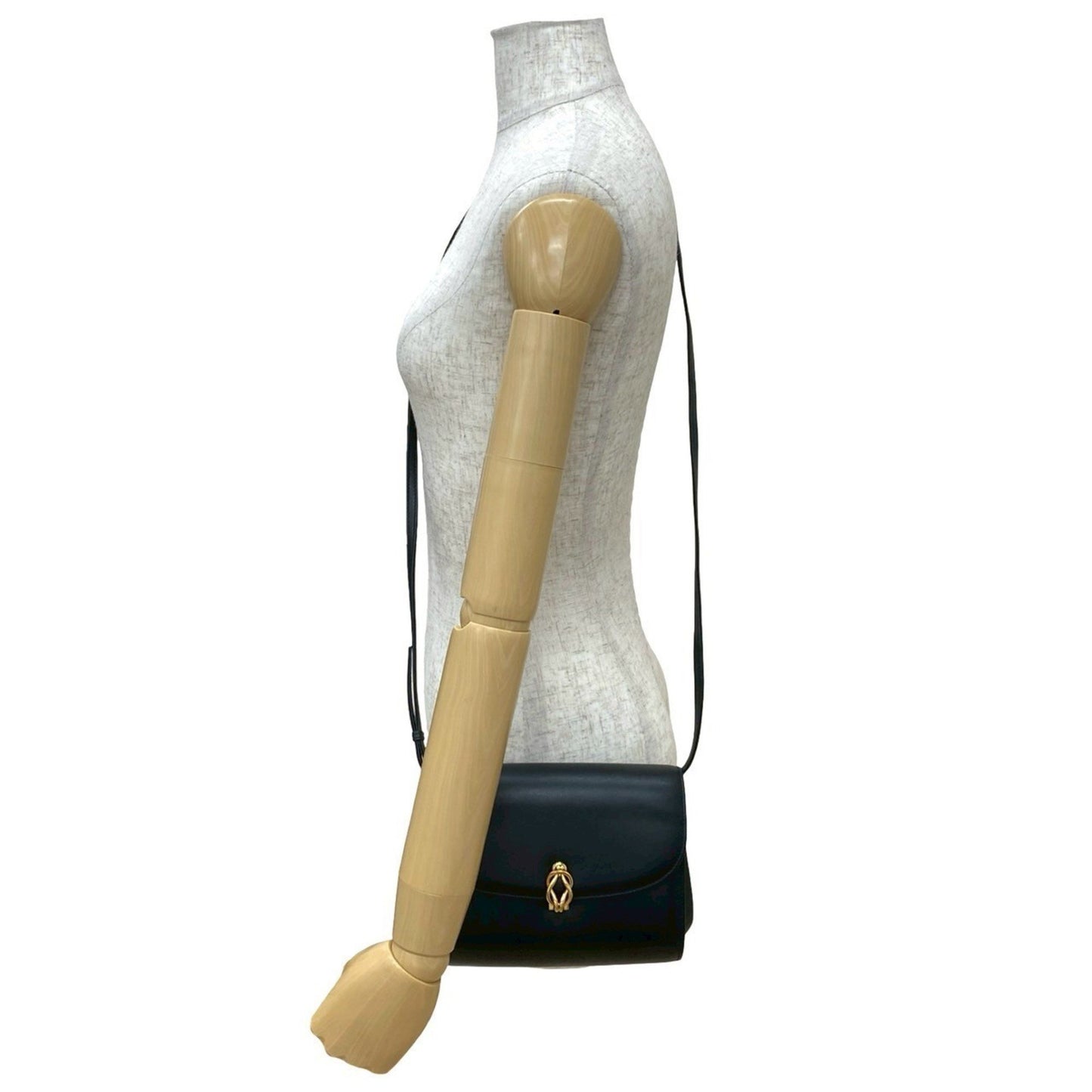 Gucci Old Gucci Vintage Calf Leather Mini Shoulder Bag/Pochette/Sacoche Black 16547