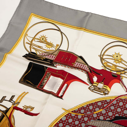 Hermes Herms Carr 90 "Les Voitures A Transformation" Folding Carriage Scarf