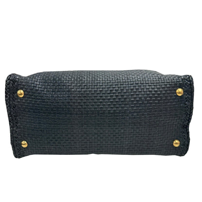 Prada 1Bg258 Shoulder Bag Madras Handbag Leather Navy