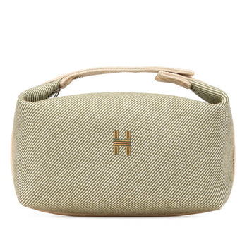 Hermes Herms Bride A Black Gm Handbag In Vert Forest Green Wool