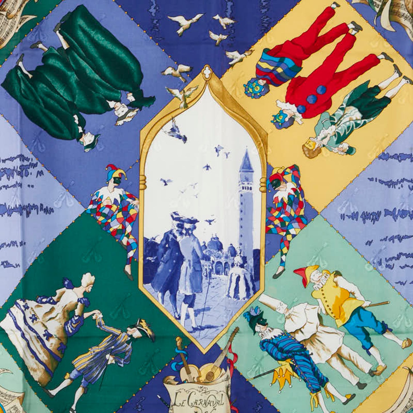 Hermes Herms Carr 90 "Le Carnaval De Venise" Venice Carnival Scarf