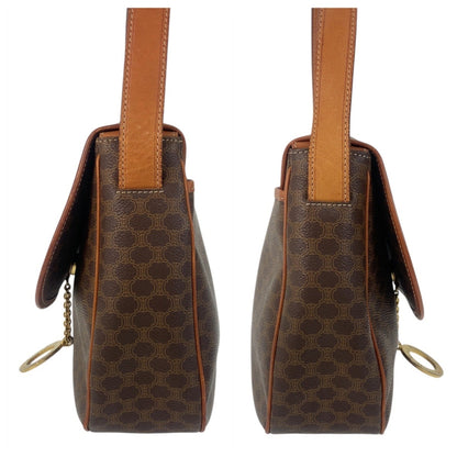 Celine Vintage Macadam Circle Logo Metal Fittings Brown Gold Leather Jmb11 Shoulder Bag Messenger