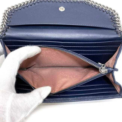Stella Mccartney Bifold Long Wallet Navy Silver Falabella 391835 Polyester Metal Stella Mccartney