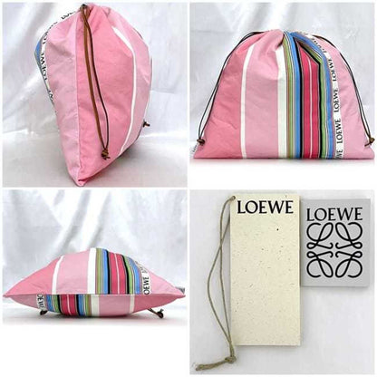 Loewe Bag Ec-22948 Pink Stripe Large Canvas Leather 691910 Clutch Pouch