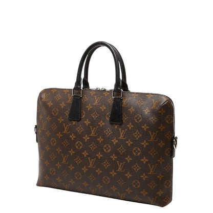 Louis Vuitton Monogram Macassar Porte-Document Jour Handbag/Business Bag M40868 Brown/Black Leather