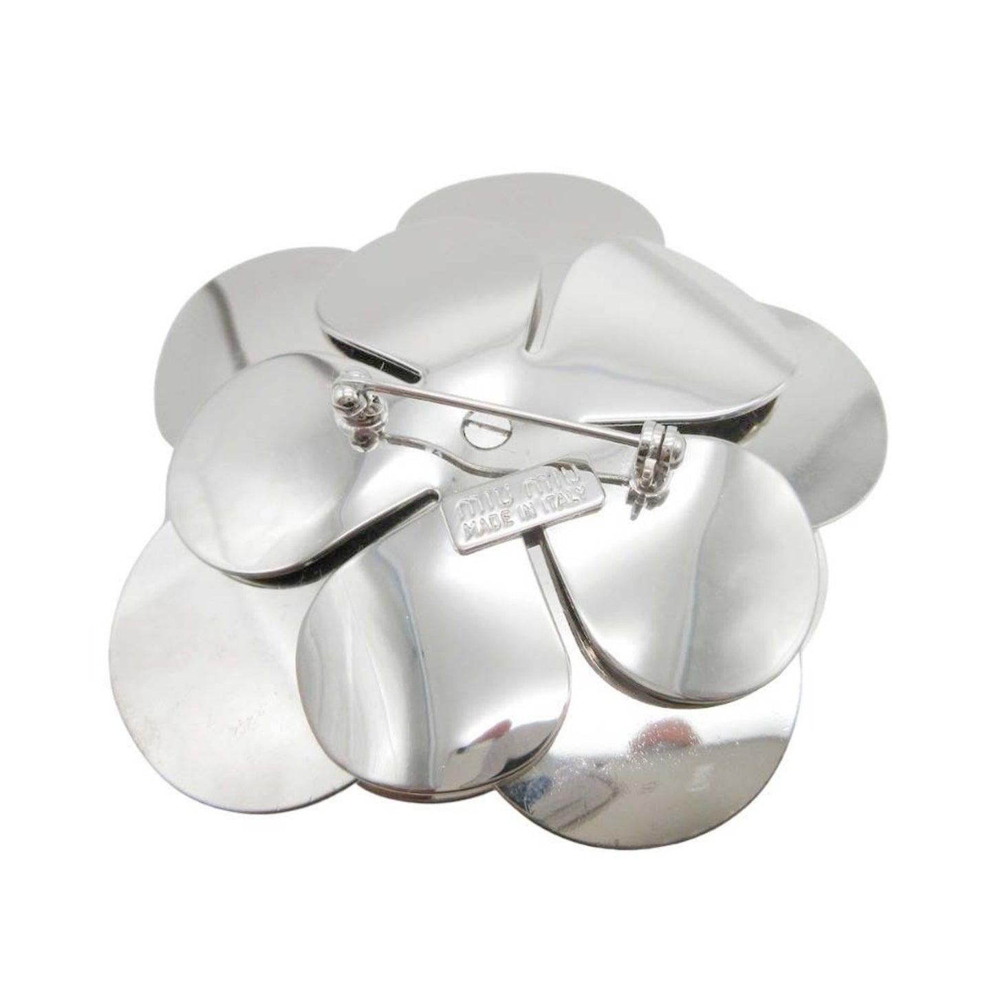 Miu Miu Miumiu 2Aff Cristal Flower Crystal Flower Brooch Corsage Accessory Brass Coral Silver