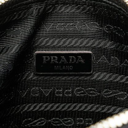 Prada Triangle Crochet Crossbody Shoulder Bag Black Raffia