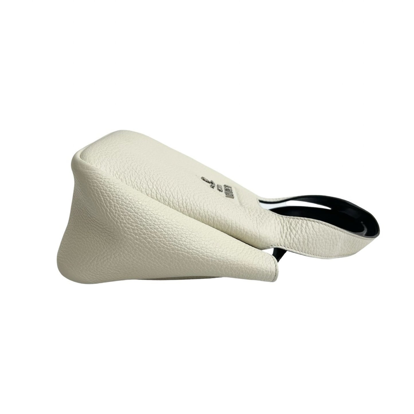 Prada Triangle Logo Leather Handbag Mini Tote Bag White 42786