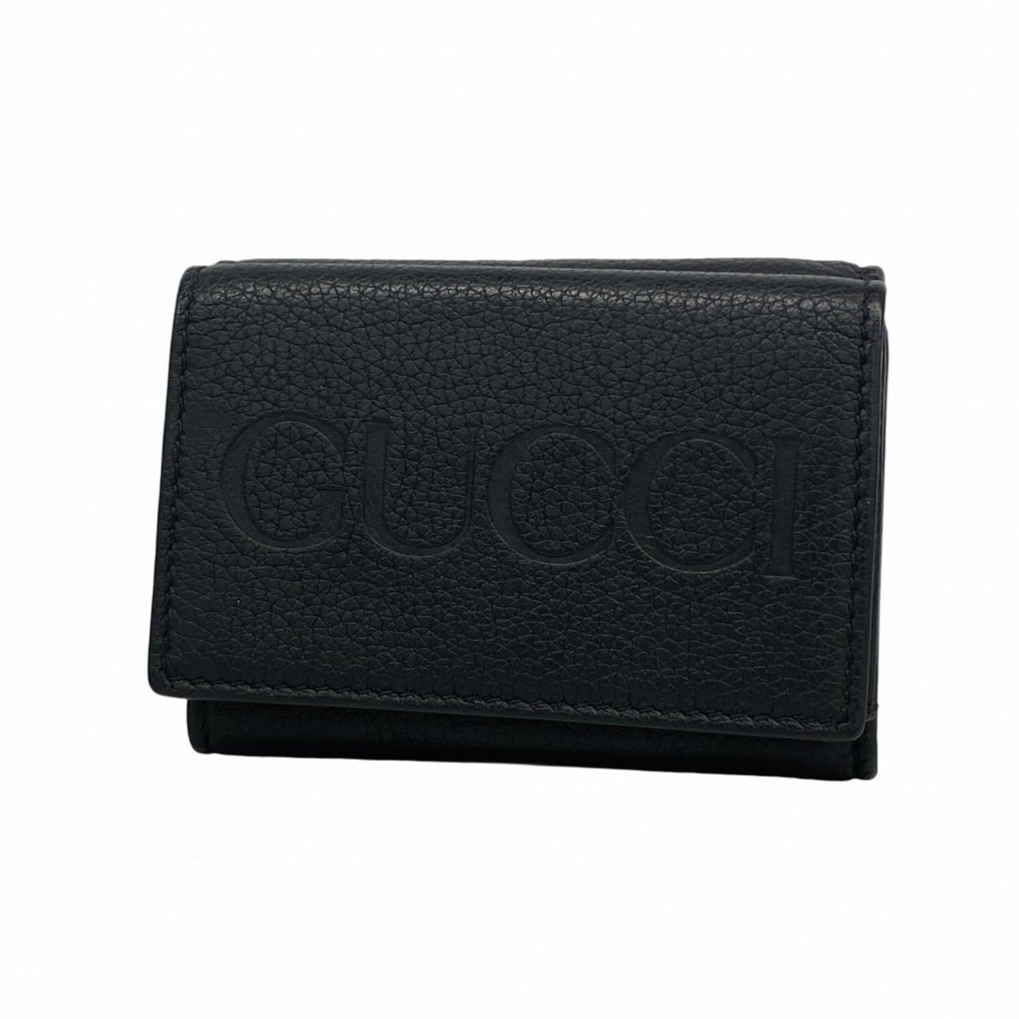 Gucci Tri-Fold Wallet Leather Black Blue