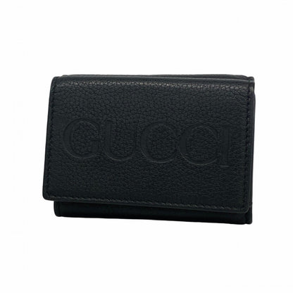 Gucci Tri-Fold Wallet Leather Black Blue