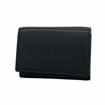 Gucci Tri-Fold Wallet Leather Black Blue