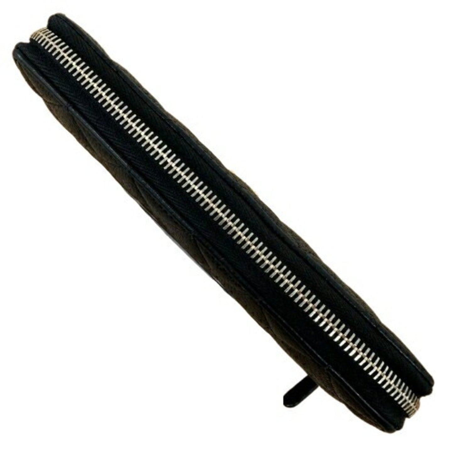 Chanel Caviar Skin Round Wallet Black Long