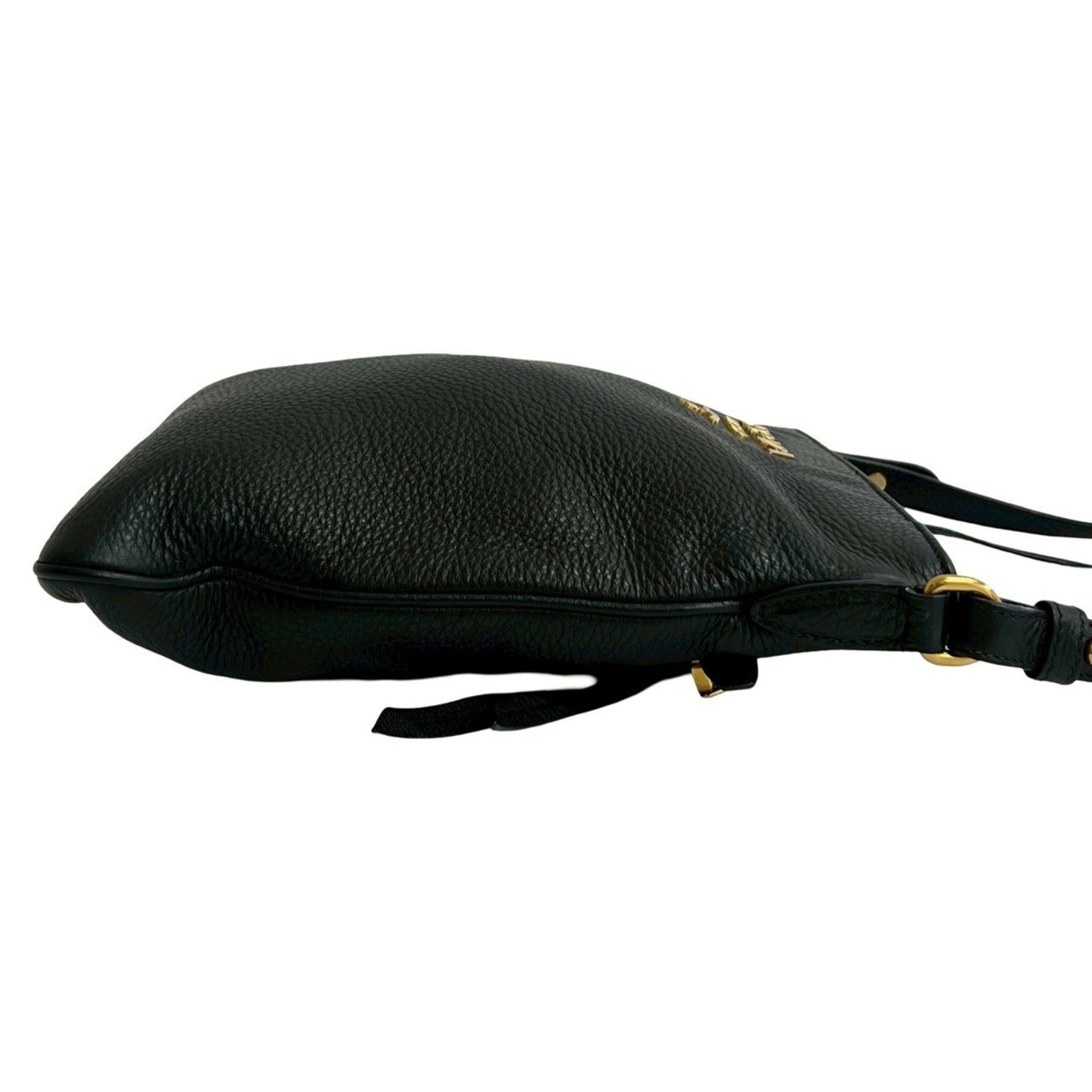 Prada Prada Logo Gold Leather Mini Shoulder Bag Pochette Sacoche Black 55391