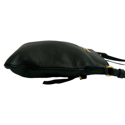 Prada Prada Logo Gold Leather Mini Shoulder Bag Pochette Sacoche Black 55391