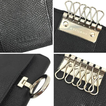 Bvlgari Clip Key Case 38900 Grain Leather Black