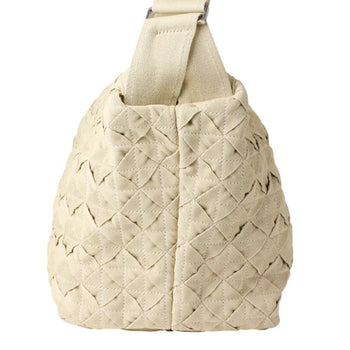 Bottega Veneta Bottega Veneta Intrecciato Webbing Line Canvas Shoulder Bag Beige