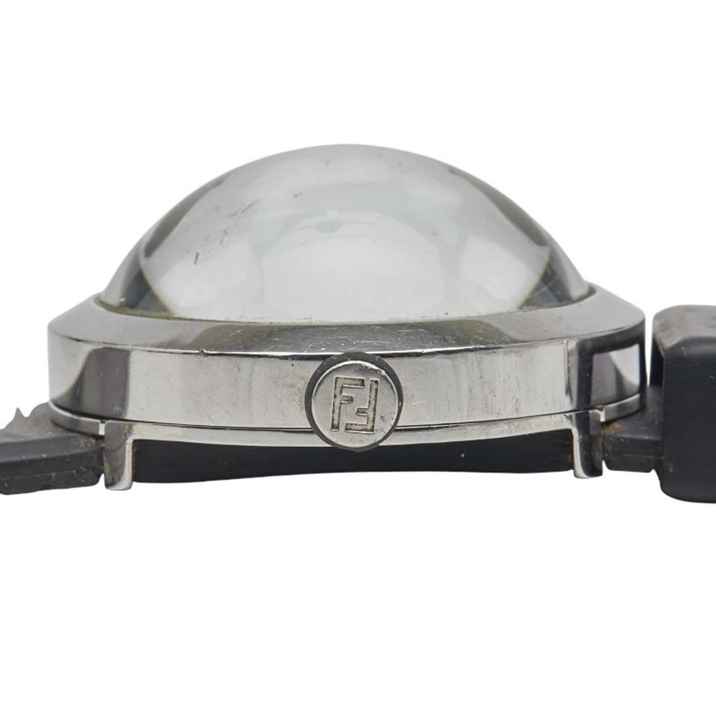 Fendi Bousra Watch 8010G Quartz Movement Black Dial Stainless Steel Rubber