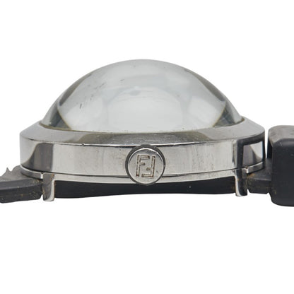 Fendi Bousra Watch 8010G Quartz Movement Black Dial Stainless Steel Rubber