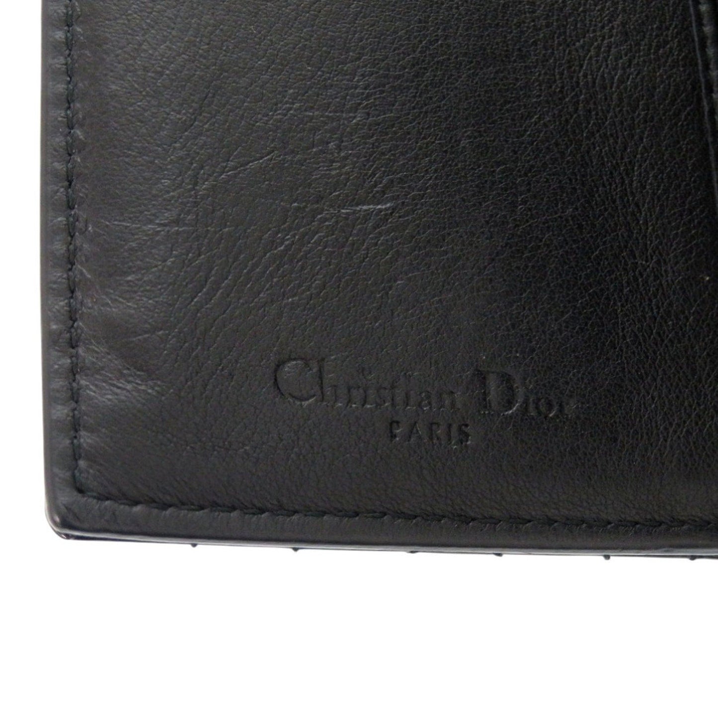 Christian Dior Dior Cannage Logo Charm Patent Leather/Enamel Black Bifold Wallet With Gold Hardware