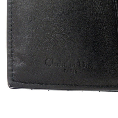 Christian Dior Dior Cannage Logo Charm Patent Leather/Enamel Black Bifold Wallet With Gold Hardware