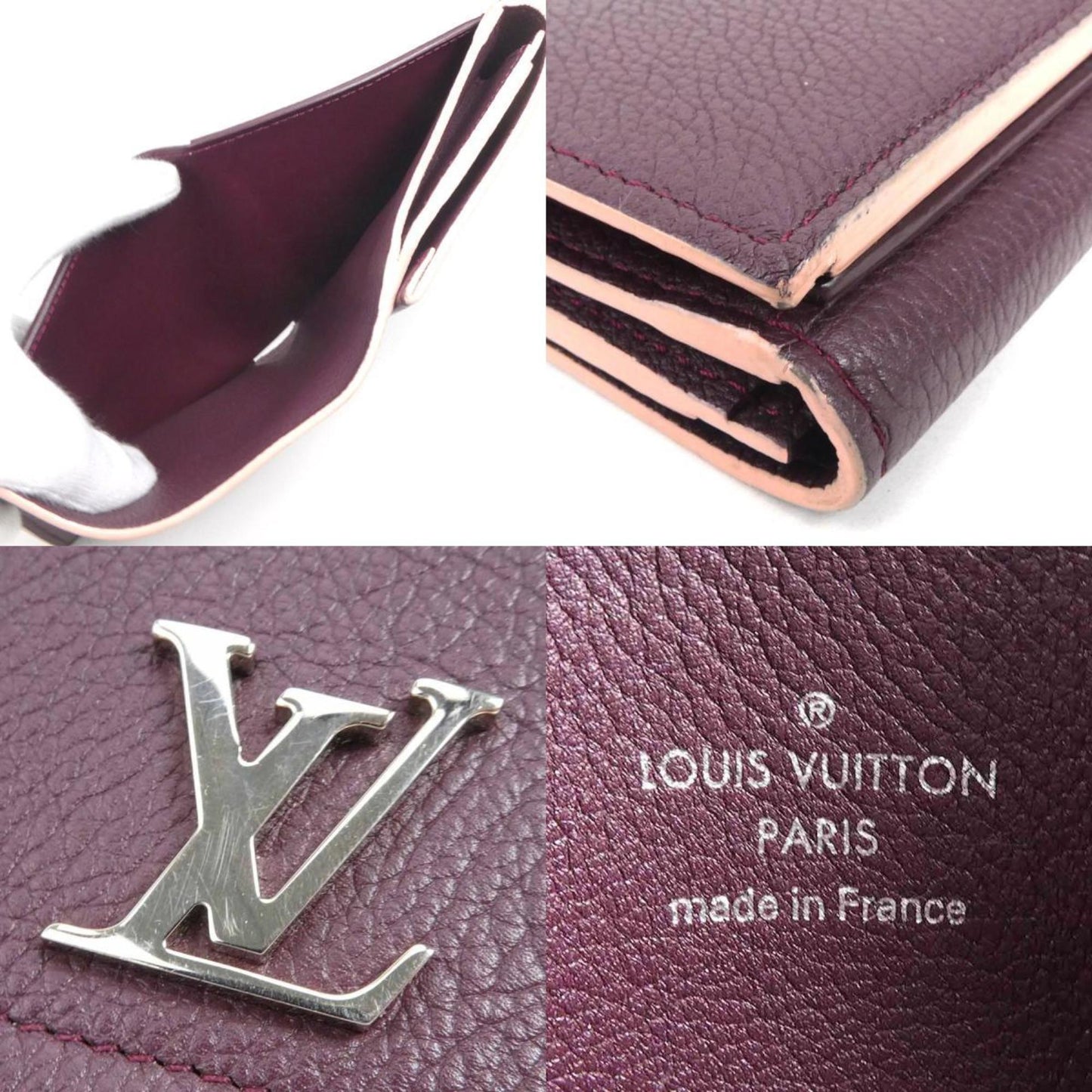 Louis Vuitton Bifold Wallet Portefeuille Lock Me 2 Compact/Taurillon Prune