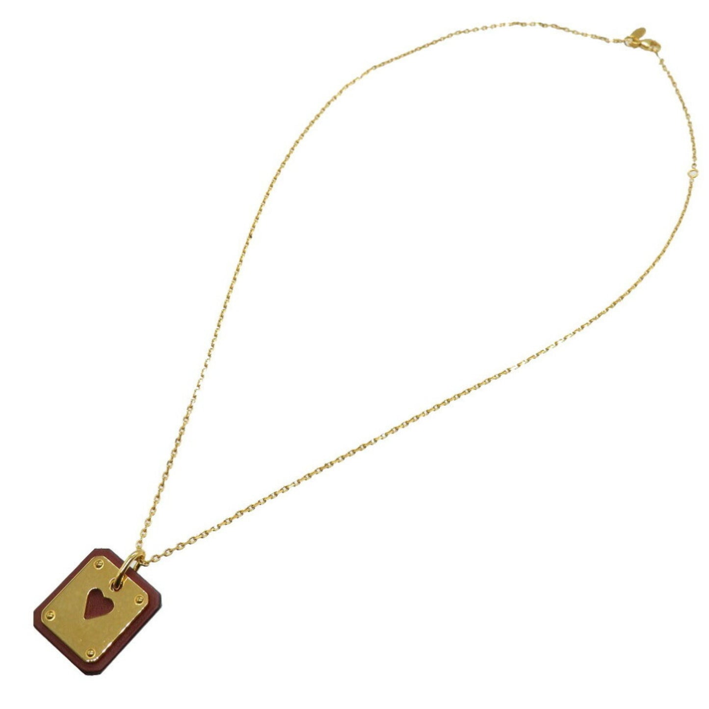 Hermes As De Coeur Pm Heart Swift Leather Gold Z Stamped Necklace 0236 Hermes