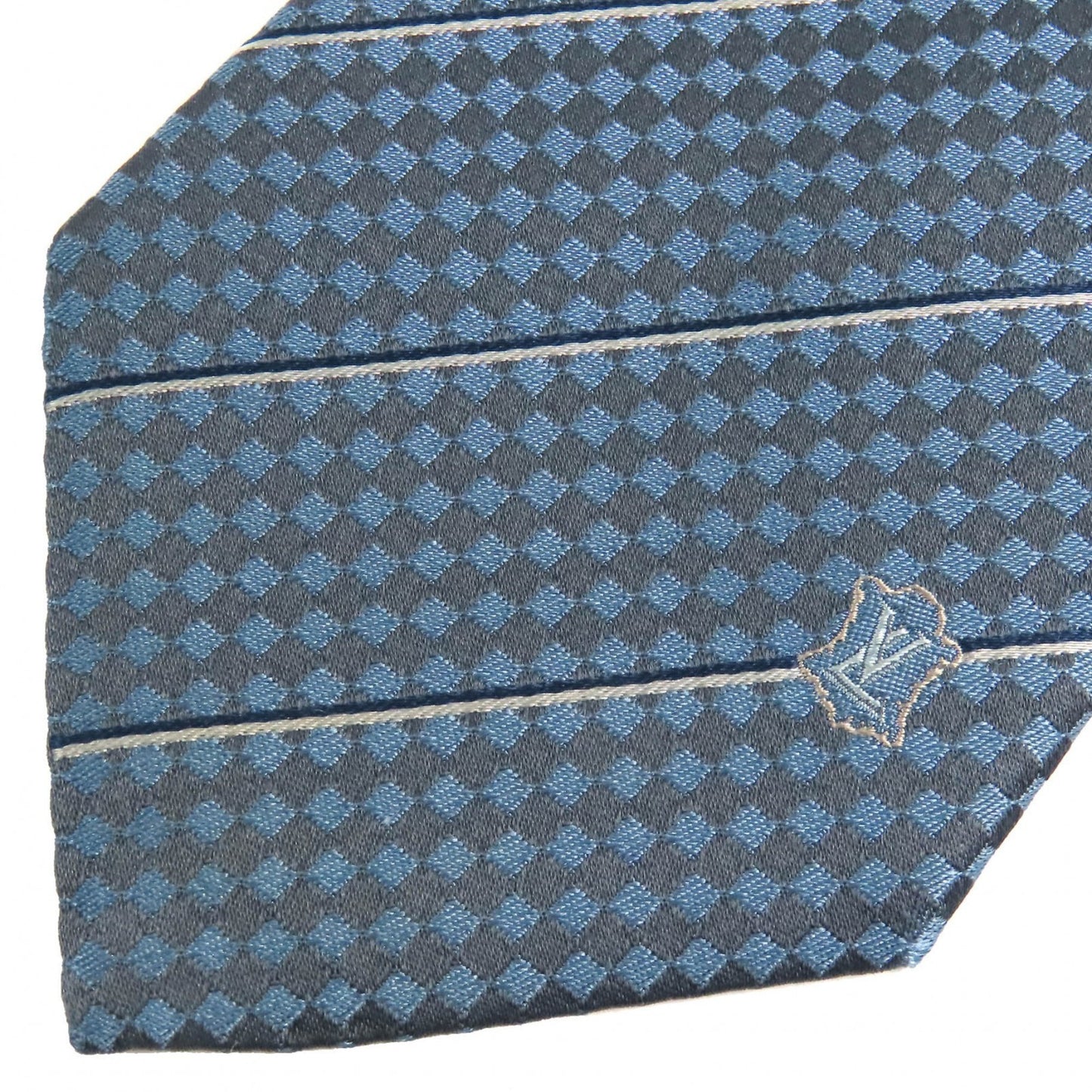 Louis Vuitton Cravate Ex M67978 100% Silk Checkered Tie