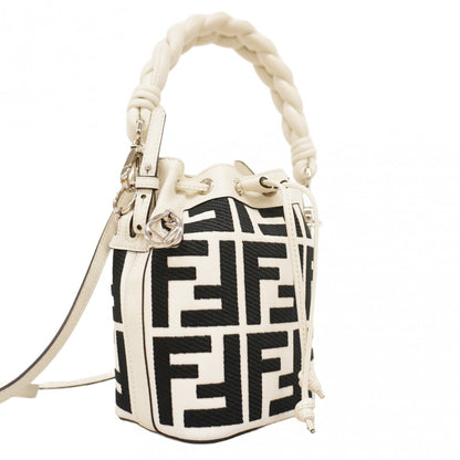 Fendi Zucca Canvas Handbag In White And Black