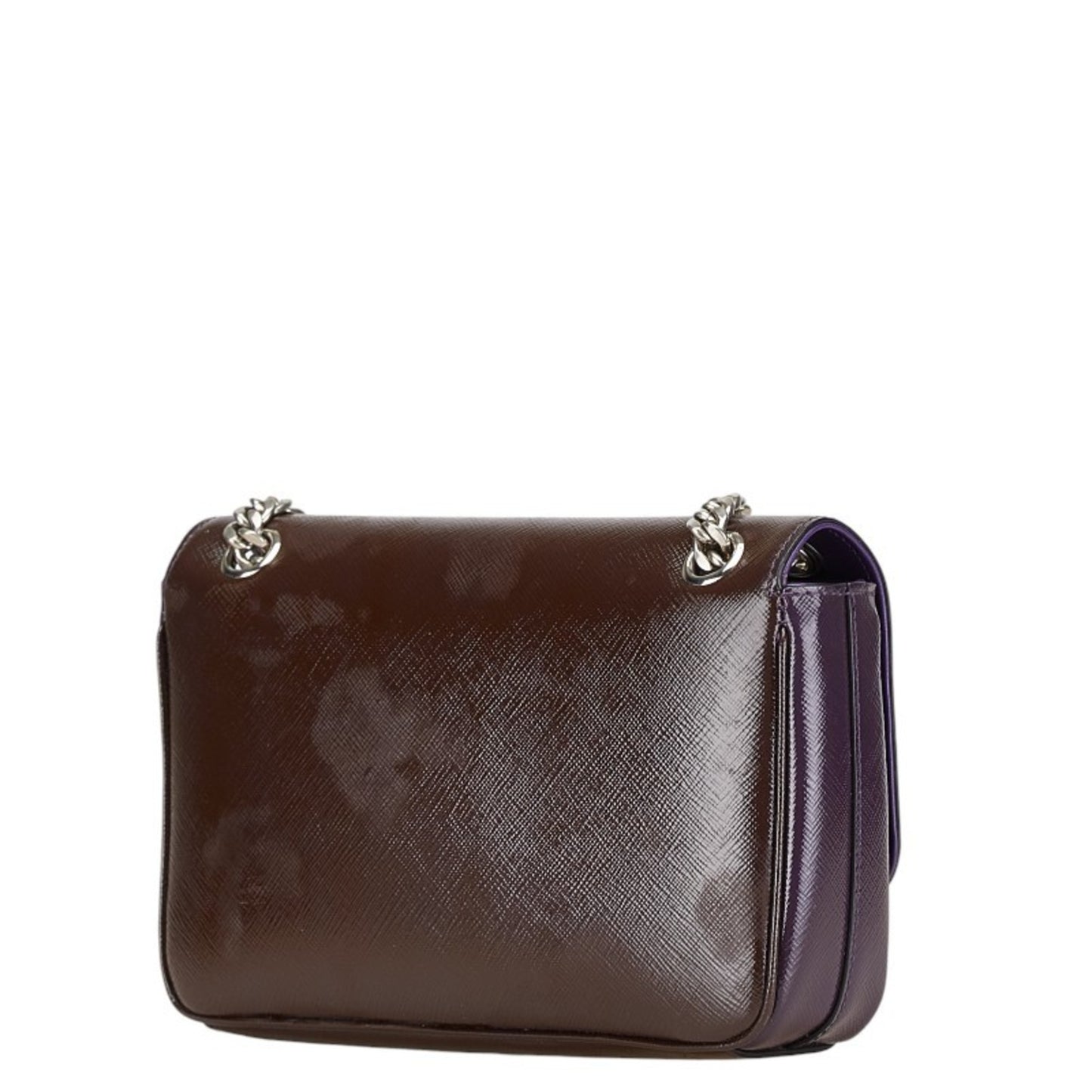 Prada Saffiano Chain Crossbody Shoulder Bag 1Bd147 Purple Enamel