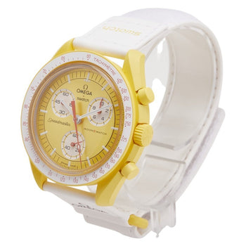 Omega X Swatch Speedmaster Moon Mission To The Sun Watch So33J100 Quartz Gold Dial Ceramic Nylon