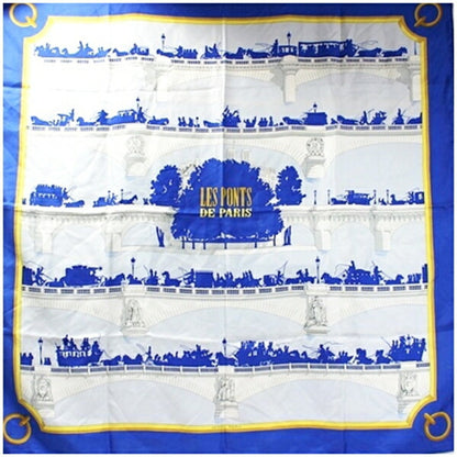Hermes Silk Scarf Muffler Carre 90 Les Ponts De Paris Bridges Of Paris Hermes