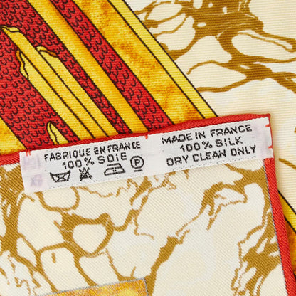 Hermes Carre 90 Carpe Diem Enjoy Today Sun Moon Stars Scarf Muffler White Multicolor Silk