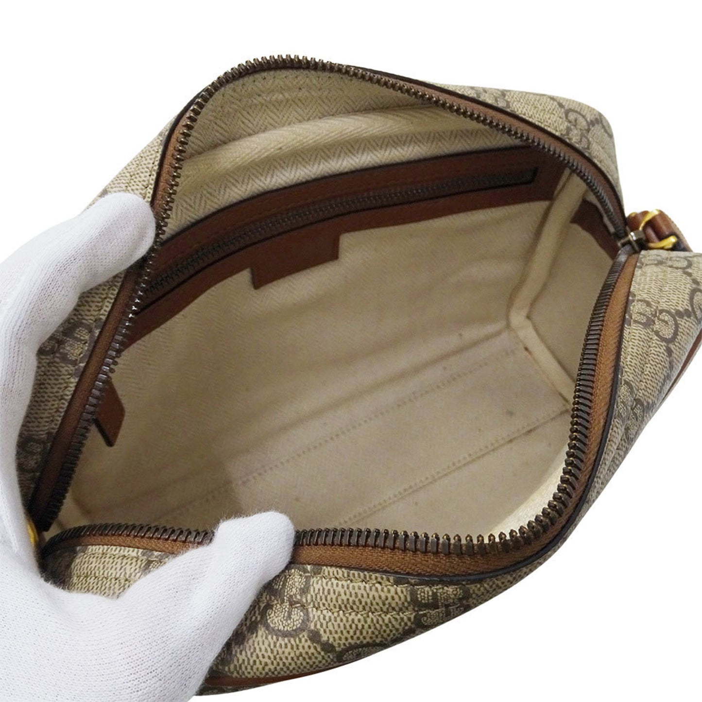 Gucci Gg Supreme Canvas Small Crossbody Bag (821155) In Beige And Brown