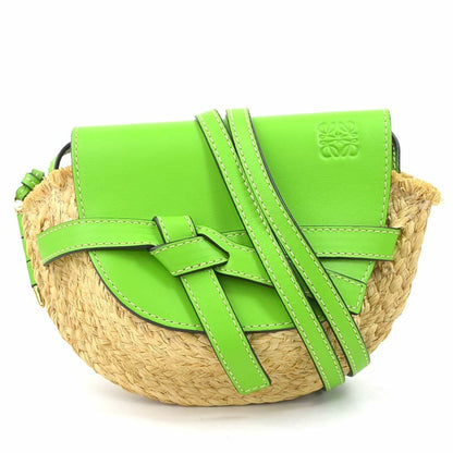 Loewe Shoulder Bag Mini Gate Raffia Leather Natural Light Green