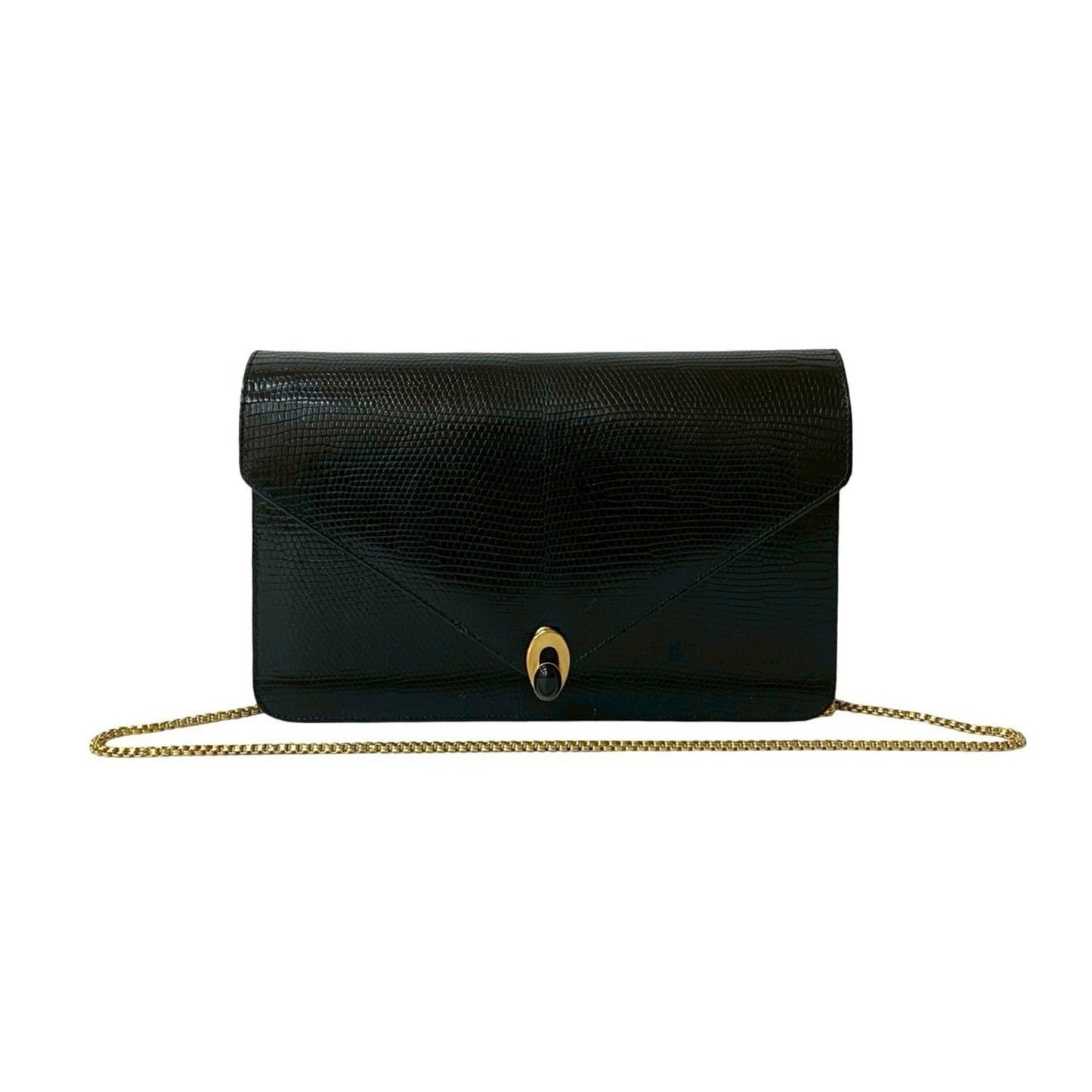 Gucci Old Gucci Leather Genuine Chain Shoulder Bag Pochette Black 41510